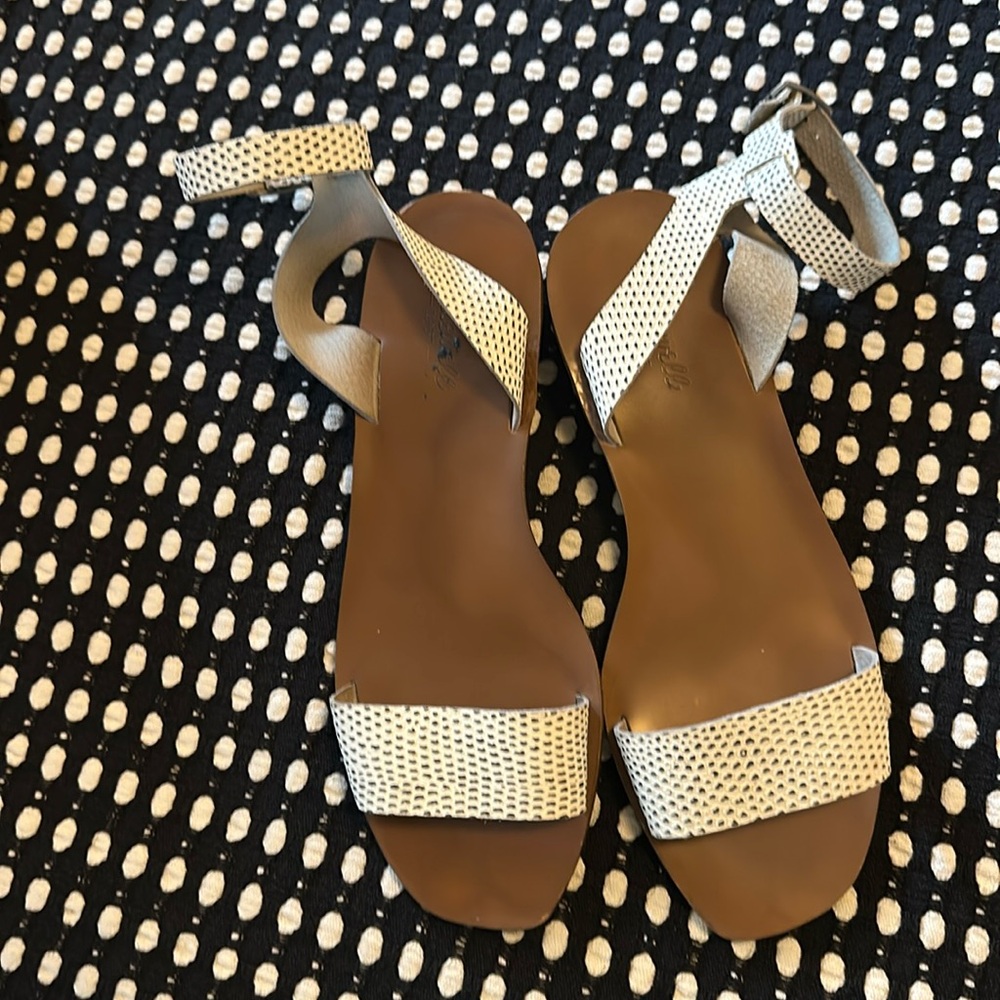 Madewell Stamped Snake White Leather Sandles